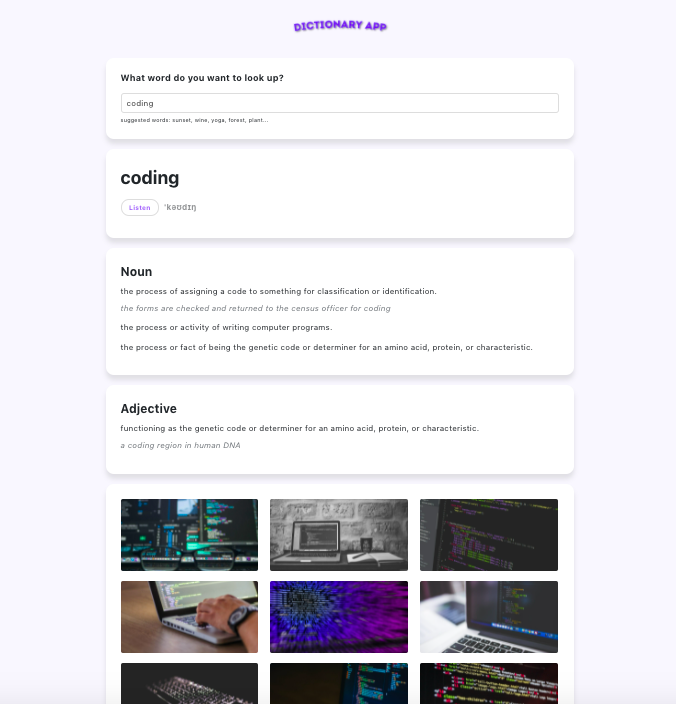 Dictionary project preview